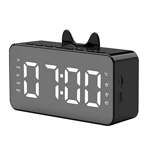 Wecker Digital, Radio Wecker Digitaluhr,Wecker Radio, Wecker für Schlafzimmer mit kabellosem Bluetooth-Lautsprecher, USB-Ladegerät, Thermometer,