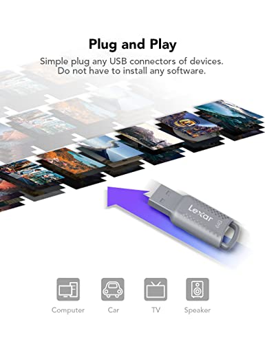 Image of Lexar V400 64GB USB 3.0 Flash Drive, Read Speed up to 100MB /s High Speed Reliable Thumb Drive, Portable Plug and Play USB Memory Stick for PC /Mac /Laptop /Desktop Computer /External Storage