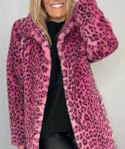 Sexyshine Women's Faux Fur Leopard Coat Winter Fall Lapel Collar Fuzzy Furry Open Front Fleece Fur Jackets3