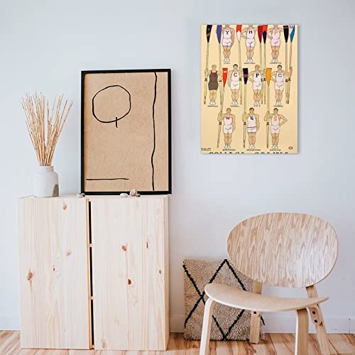 Edward Penfield Art Illustration Posters College Crews Rowing Vintage Magazine Cover Poster Canvas Wall Art Prints For Wall Decor Room Decor Bedroom Decor Gifts 24X32Inch(60X80Cm) Frame-Style #TOP6