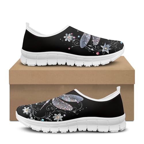 Image of Hummingbird Floral Print Lightweight Walking Shoes for Women Mesh Casual Sneakers Size 5-10.5