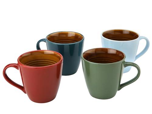 Image of Bodhi House Handcrafted Ceramic Coffee Mug Set of 4 Pieces (350 Ml), Stoneware Tea Cup, Microwave Safe Large Milk Mug, Glossy Finish, Ideal for Daily use, Casual Gatherings and Gifting, Multicolor