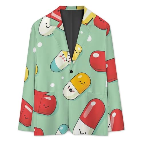 Pill Capsules Pattern Classic Suits Blazer for Men Business Tuxedo Jacket Sport Coat Two Buttons3