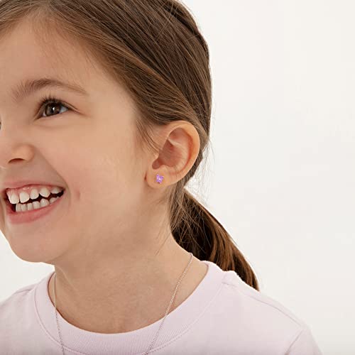 925 Sterling Silver Elegant 5mm Cubic Zirconia Butterfly Shaped Safety Screw Back Earrings for Toddlers & Young Girls2