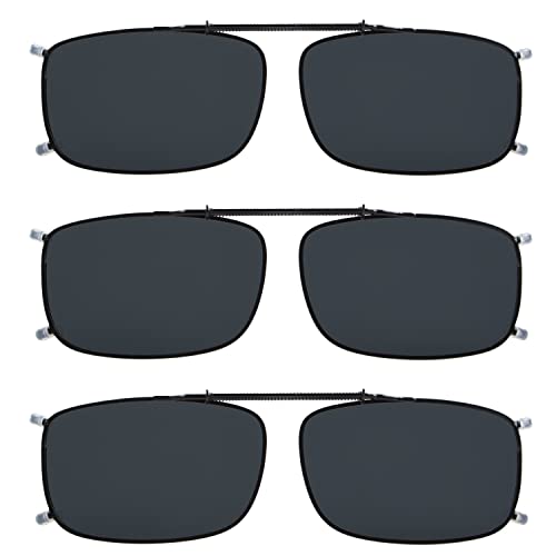 Image of Eyekepper 3-pack Polarized Clip on Sunglasses With Spring Draw Bar Grey /Brown /Green Lens 54 * 34MM