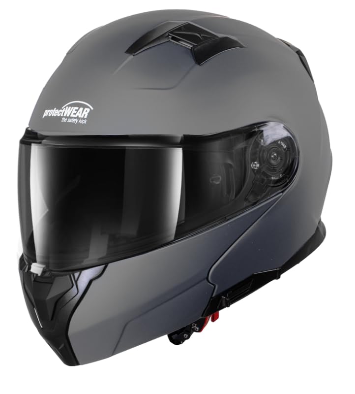 Protectwear Motorradhelm Klapphelm 928 Dunkelgrau Matt (XXL (63 cm))