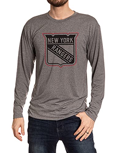 Calhoun NHL Mens Performance Rash Guard Base Layer Long Sleeve Shirt (New York Rangers, X-Large)