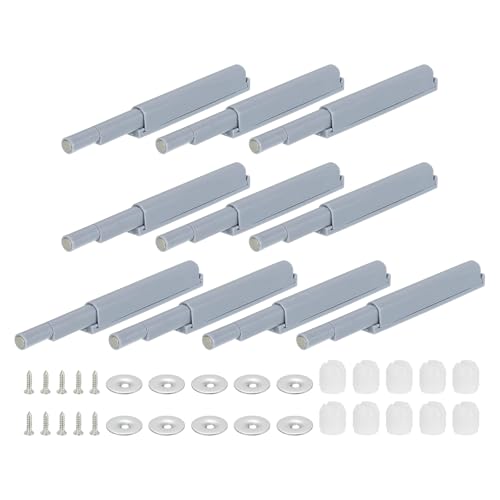 QUARKZMAN Ammortizzatore per Porte Softclose, 10 Set Apriporta a Pressione, Ammortizzatori Magnetici per Ante Mobili, Silenziatori Mobili per Ante Mobili Cucina, Ante Guardaroba, Grigio