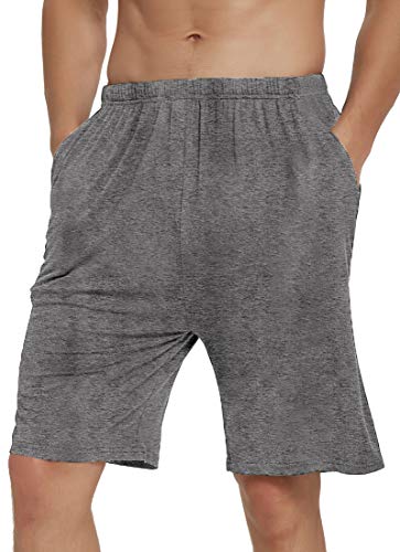 Image of JINSHI Men's Pajama Shorts Soft Comfortable Lightweight Elastic Drawstring Men Lounge Sleep Shorts with Pockets