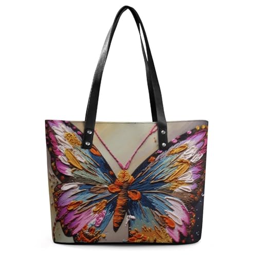 Sac à main en cuir exquis pour femme grand format broderie colorée tendance