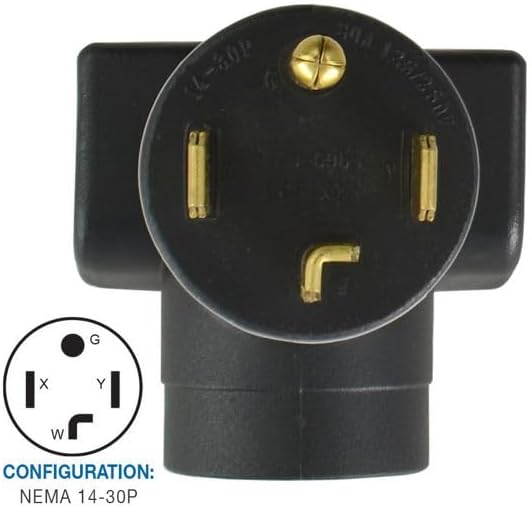 Miniatura 2 de Conntek Toma de pared para secadora de 30 amperios y 4 clavijas (NEMA 14-30) a adaptador de 30 amperios de 3 clavijas (NEMA L6-30R)