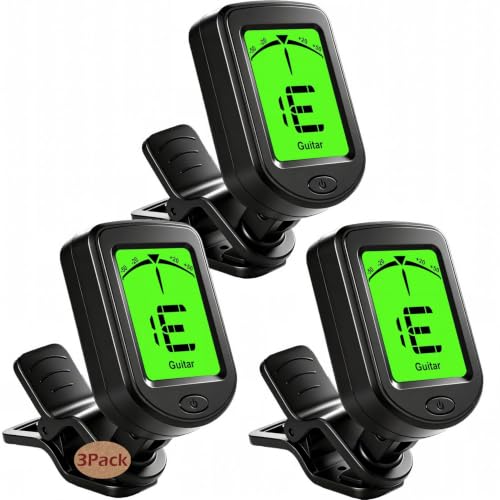 Guitar Tuner Clip On 3 Pack Tuners for Acoustic Electric Guitar Bass Ukulele Violin banjo Tuning