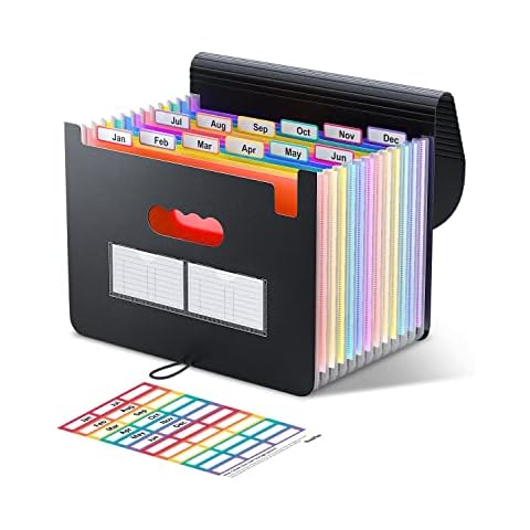 ThinkTex Accordion File Organizer, 12 Pockets Expanding File Folders, Portable Monthly Bill Receipt Organizer, Colorful Tabs, Letter/A4 Size for School, Home and Office, Classroom Must Haves Cover