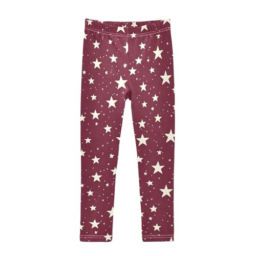 Retro Stars Dots Girls Leggings Ultra Soft Compression Yoga Gym Pants for Kids 4-10T