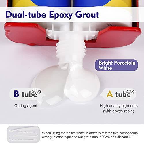 REALINN Epoxy Tile Grout Bright Porcelain White
