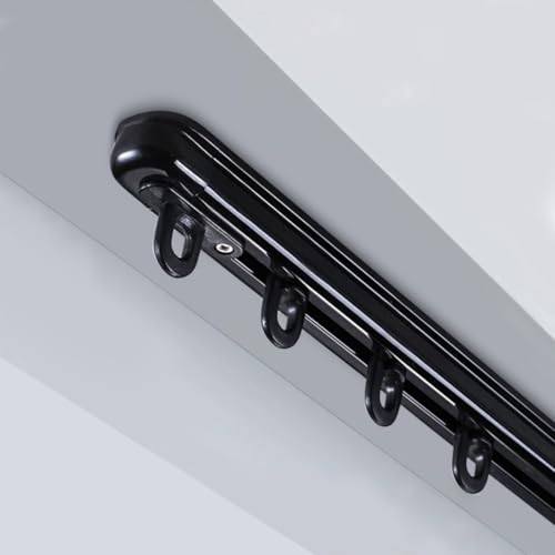 tipiace Ceiling mounting Telescopic Curtain Track (Black -L 51.1" -94.4")