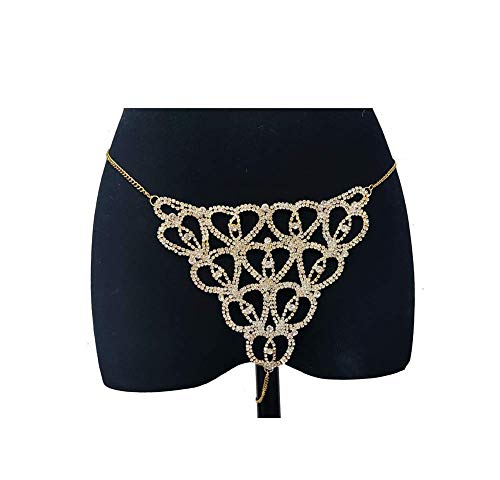 Eyraevor Calcinha feminina sexy Rhinstone corrente corporal fio dental de cristal mini tanga noturna