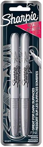 Sharpie 39108PP Metallic Permanent Markers, Fine Point, Silver, 2 Count