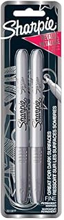 Sharpie 39108PP Fine Point Metallic Silver Permanent Marker, 1 Blister Pack with 2
