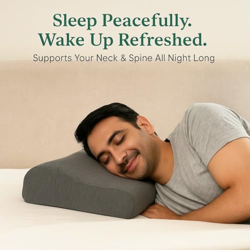 Image of The White Willow Standard Cervical Memory Foam Pillow - Orthopedic Neck & Shoulder Pain Relief, Spondylitis Support, Contour Medical Pillow for Sleeping, Slate Charcoal Grey