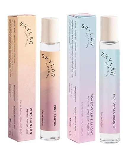 Skylar Pink Canyon and Boardwalk Delight Eau de Perfume Layering 2 Pack- Hypoallergenic & Clean Perfume for Women & Men, Vegan & Safe for Sensitive Skin- (10mL /0.33 Fl oz)