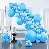 PartyWoo Light Blue Balloons 127pcs Different Sizes Pack of 36 18 12 10 5 Inch Baby Pastel Blue Balloon Arch Kit for Baby Shower Gender Reveal Graduation Mermaid Birthday Party Decorations Blue-Y20