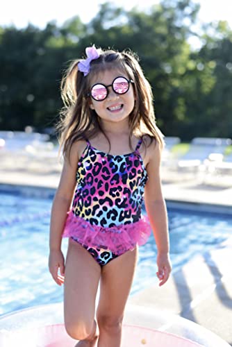 Swimsobo Toddler Girls Dress One Piece Swimsuits Colorful Leopard Printed Bathing Suit Adjustable Strap Swimwear Hawaiian Holiday Summer Surfing Clothes 3-4T #TOP1