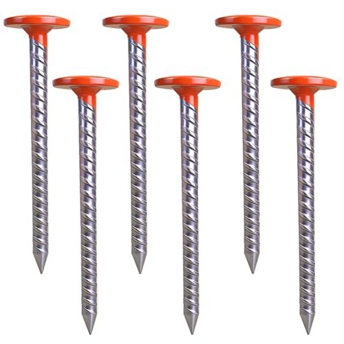 FEISHENLIAN 6 inches Measuring Stake Boundary Marking Low Profile high Visibility Orange Suitable for Garden Lawn Landscape Edge Weeding barriers Boundary Marker Post(6 pcs)