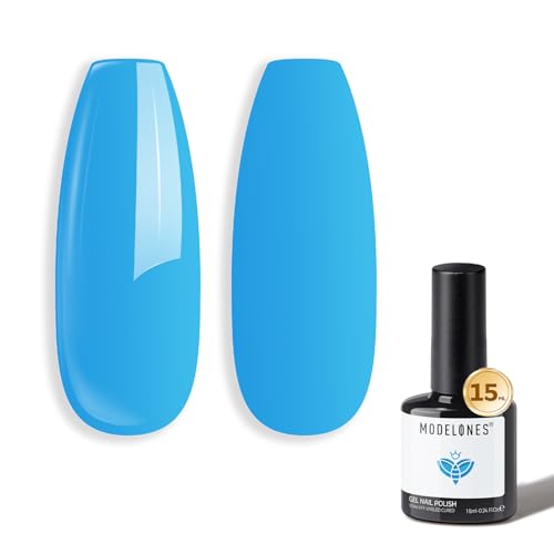 Image of modelones Sky Blue Gel Nail Polish Powder Blue Gel Polish Soak Off Pastel Nail Polish Gel Nail Art Salon Manicure 15 ML
