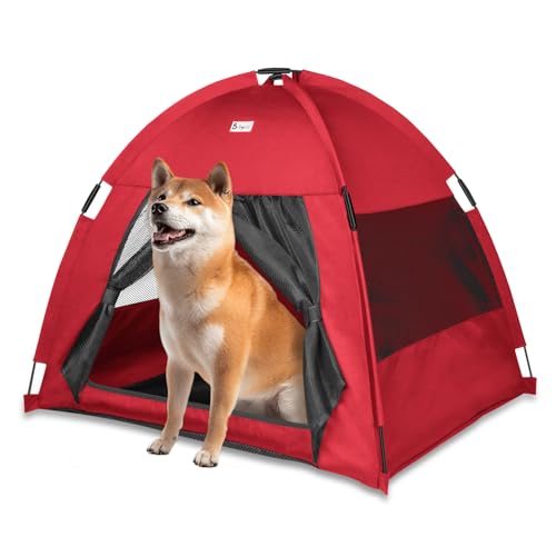 Babyezz Hunde/Katzenzeltbett, Wasserdichtes Tipi Zelt,Atmungsaktives,Waschbares Hundehaus Für Drinnen Und Draußen,Tragbares Hundehöhle/Katzen Höhle,Für Kätzchen,Welpen (Rot, L)