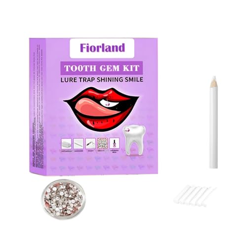 Fiorland Tooth Gem Kit DIY Crystals Jewelry Kit Teeth Gems Set 2025 New Professional Fashionable Y2k Tooth Gems for Teeth Fun at Home Use (White)
