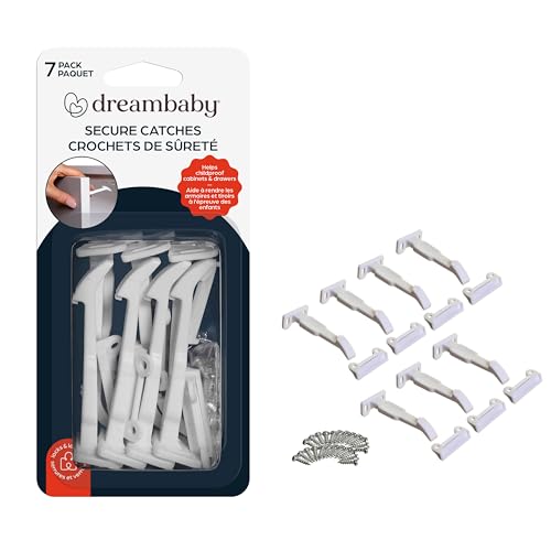 Dreambaby Secure Latches for Drawers and Cabinets, 7 Pack, Child Proofing Baby Safety Locks for Inside Drawer