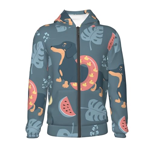 Watermelons Dachshunds Kid Hoodies Boys Zip Up Sweatshirts Girls Pullover with Pocket2
