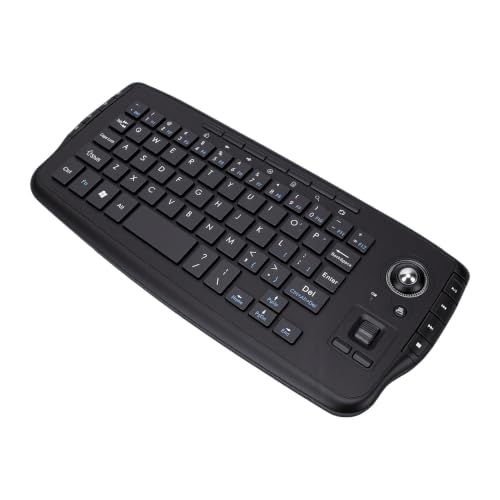 Erchineko ���C�����X�g���b�N�{�[���L�[�{�[�h 2.4G �n���h�w���h �X�N���[���z�C�[���t�� (**�u���b�N**) | 1200 DPI �^�b�`�p�b�h�AHTPC//�������O�t���[�ڑ��A�ő�33�t�B�[�g�i��10���[�g���j�͈̔͂�15�̃V���[�g�J�b�g