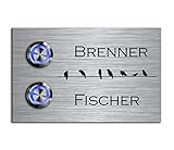 2 Fach Türklingel Doppel-klingel mit zwei Tastern und Namen Gravur Familienhaus Edelstahl Klingelplatte für 2 Familien 11x7 cm mit über 70 Motiven