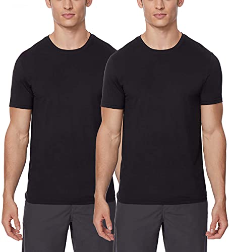 Mens 2pack Short Sleeve Crew Neck Wicking Tee, Black, XLarge