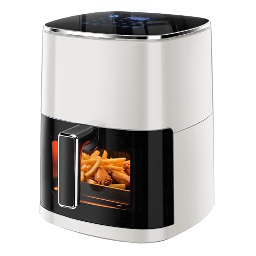 Image of Simple Deluxe 12-in-1 Air Fryer 6.34 Qt, Digital Preset Airfryer with Visible Window, Nonstick and Dishwasher-Safe Basket, Air Fry, Roast, Bake, Dehydrate, Fries, 1700W, Beige