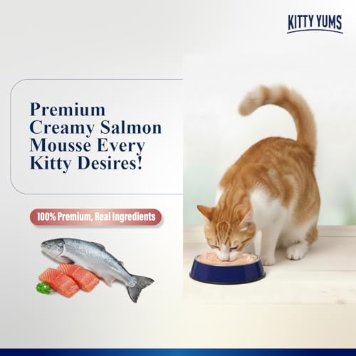 Image of Kitty Yums Adult Cat Wet Mousse 80g (4+1) Pack of 5, 400g | Salmon Flavour | Rich in Protein, Hydrating & Easy to Digest | Grain Free, No Artificial Flavours | with Essential Vitamins & Antioxidants