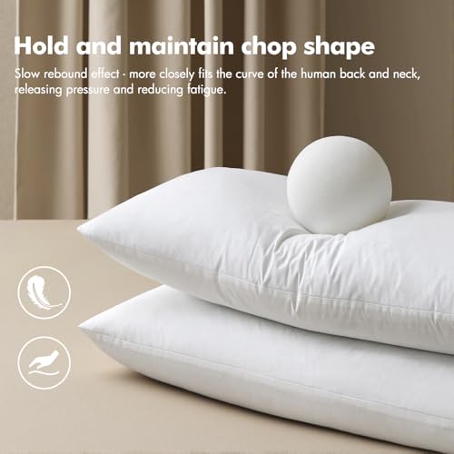 Image of MIULEE Feather Pillow Insert 14x22, Throw Pillow with Cotton Cover | Fluffy and Plump, Decorative Pillows for Sofa Bed Couch, Double-Layer Down-Proof Cotton Cover