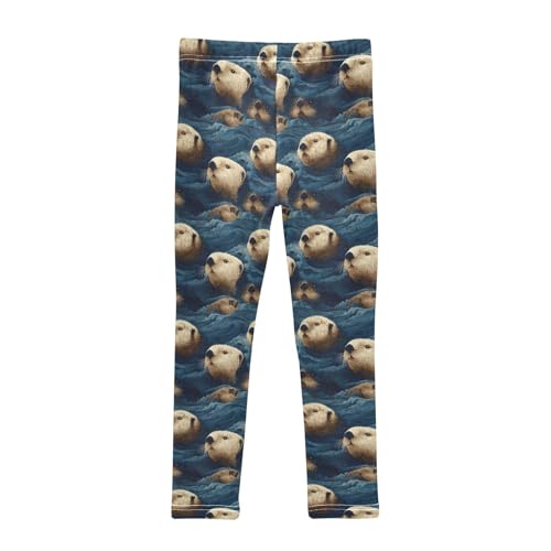Girls Leggings Ocean Sea Otters Wave Soft Toddler Leggings for Girls Kids Pants Size 4T-10T2