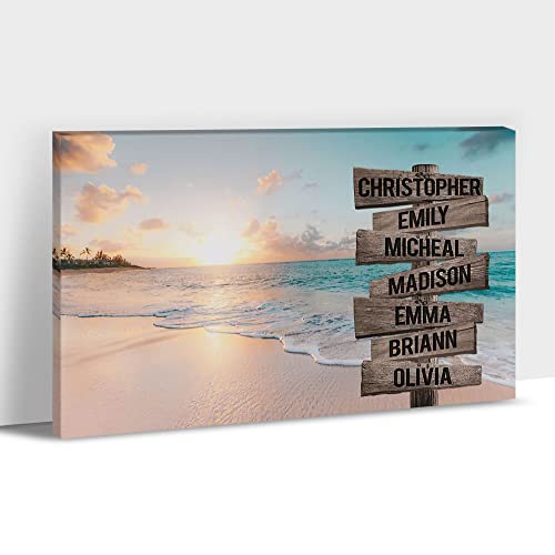 Beach Canvas Wall Art, Personalized Beach Pictures Wall Art, Family