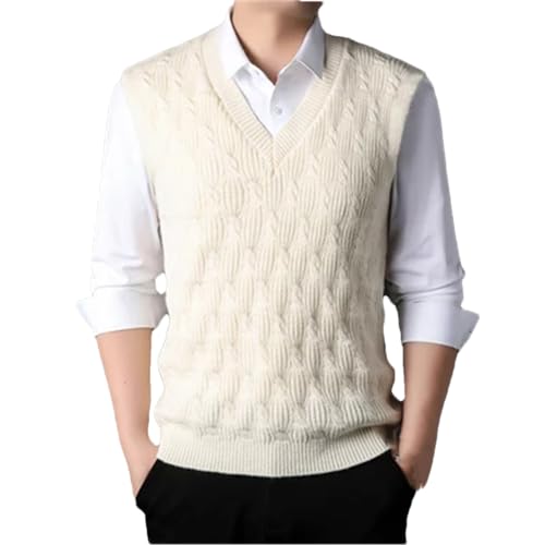 Men's Knitted Vests Sweater Warm Button Down Sleeveless Cardigan Vest Sleeveless Pullover Vests for Autumn and Winter