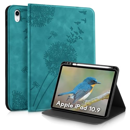 iPad A16 Case 11 inch 11th Generation, Dandelion Cover with Kickstand for Apple Pencil Holder, Magnetic Closure and Precise Cutouts, Compatible with Apple ipad 10th Generation (2022 10.9 inch) Blue