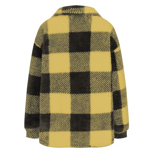 Fuzzy Fleece Jackets for Women Casual Button Down Sherpa Jacket Warm Plaid Shacket Trendy Winter Coats Outwear 20254