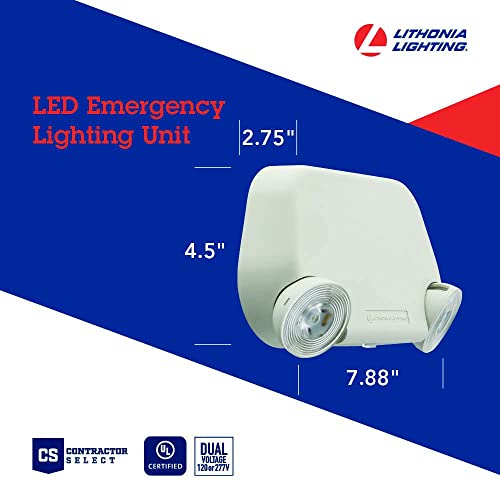 Image of Lithonia Lighting Basics Low Profile Emergency Light, LED Emergency Lights for Business, Ceiling or Wall mount, White Thermoplastic, 120 /277V Dual Voltage, Remote Capacity (EU2L REM M12)