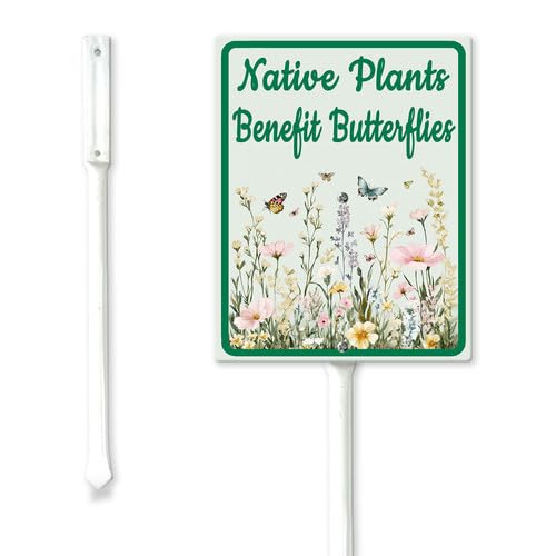 Soliyoahee Native Plants Benefit Butterflies Yard Sign with Stake 7x8.8inch