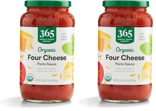 Image of 365 by Whole Foods Market, Organic 4 Cheese Pasta Sauce, 25 Ounce (Pack of 2)
