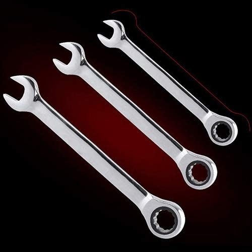 Bluelanss 8Mm-19Mm Reversible Ratcheting Spanner, Combination Spanner, Chrome Vanadium Steel Combination Spanner, Ratcheting Combination Wrench, Diy Hand Tool Silver 10 Mm #TOP2