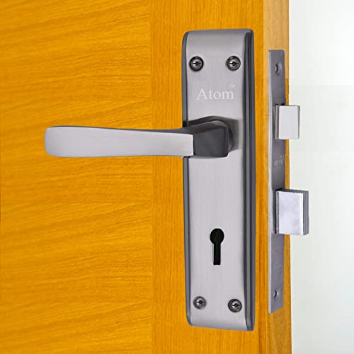 Image of Atom Heavy Duty Mortise Door Lock for Bedroom, Living Room, Main Door, Black Silver Finish | 3 Keys | 6 Lever Double Stage Lockset for House Hotel Office(1002KY)