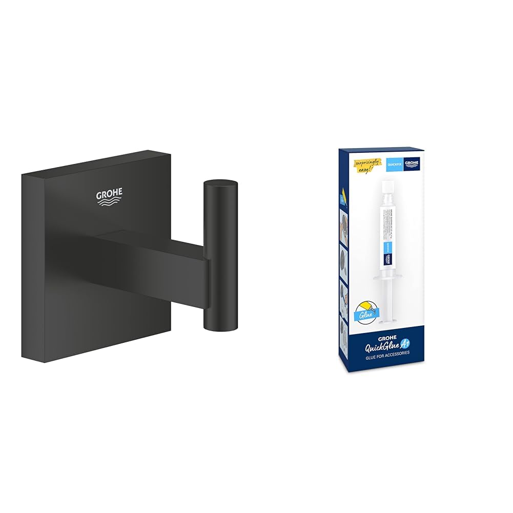 Toallero de pared Grohe negro mate para duchas modernas y baños sin taladros